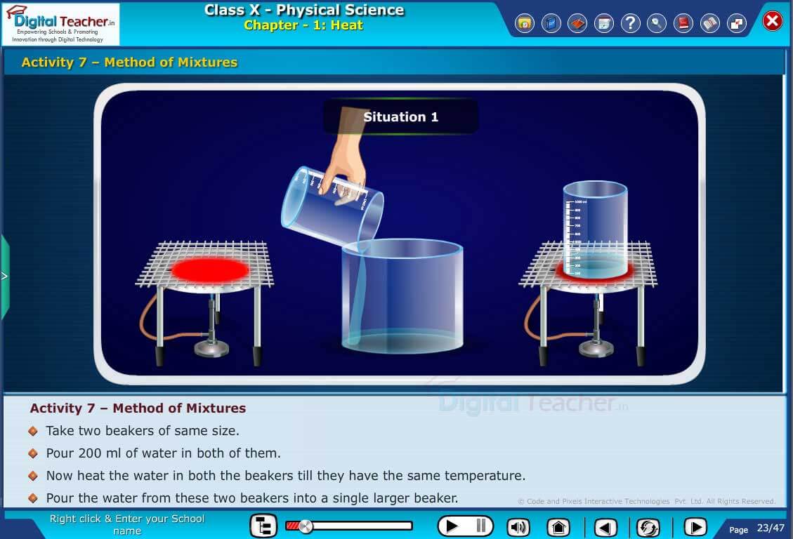 Class 10 Physical Science Chapters 1 Heat Activity 7 - Method of Mixtures
